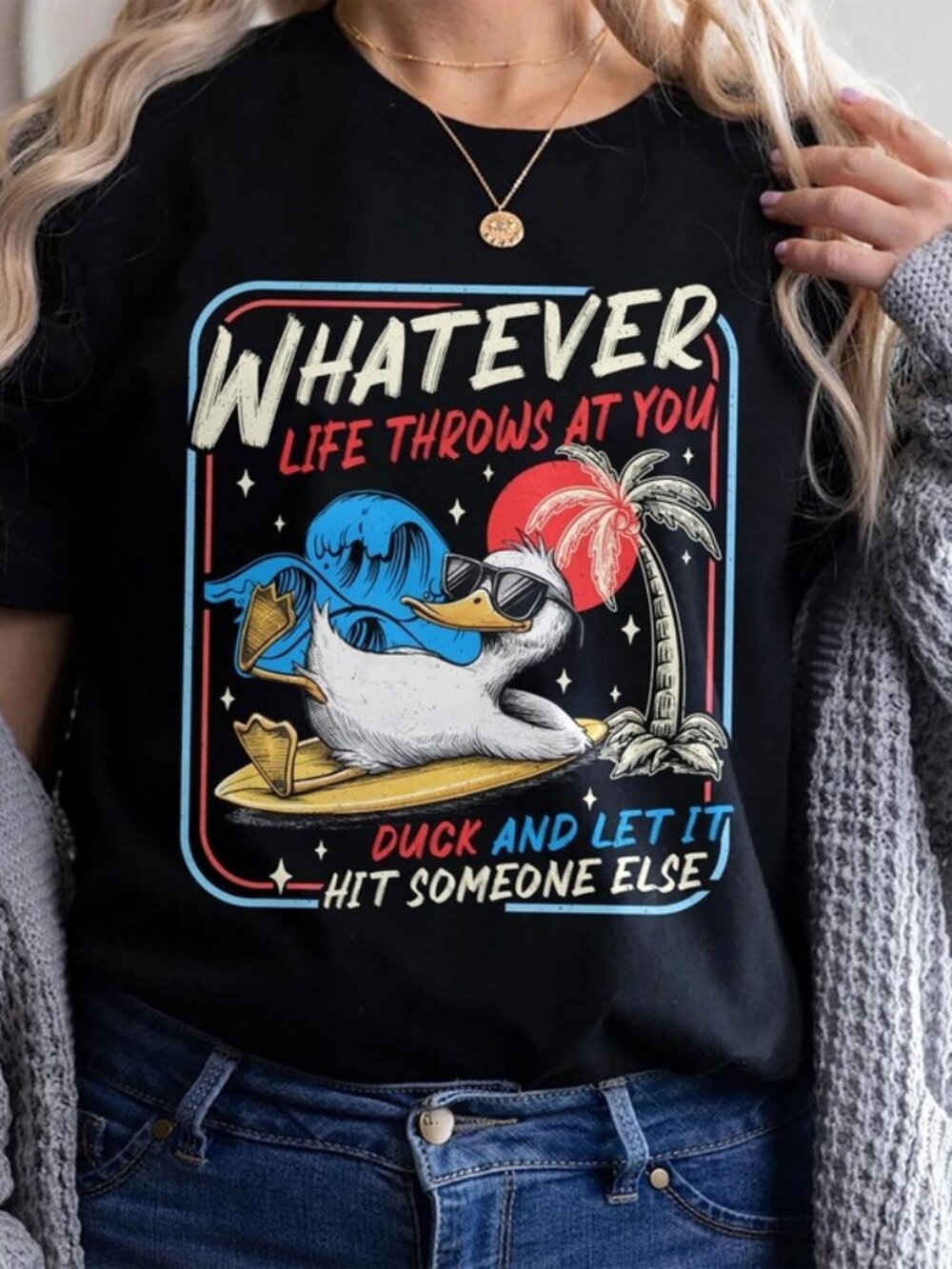 Whatever Life Throws T-shirt, Funny Duck Sarcastic Tee